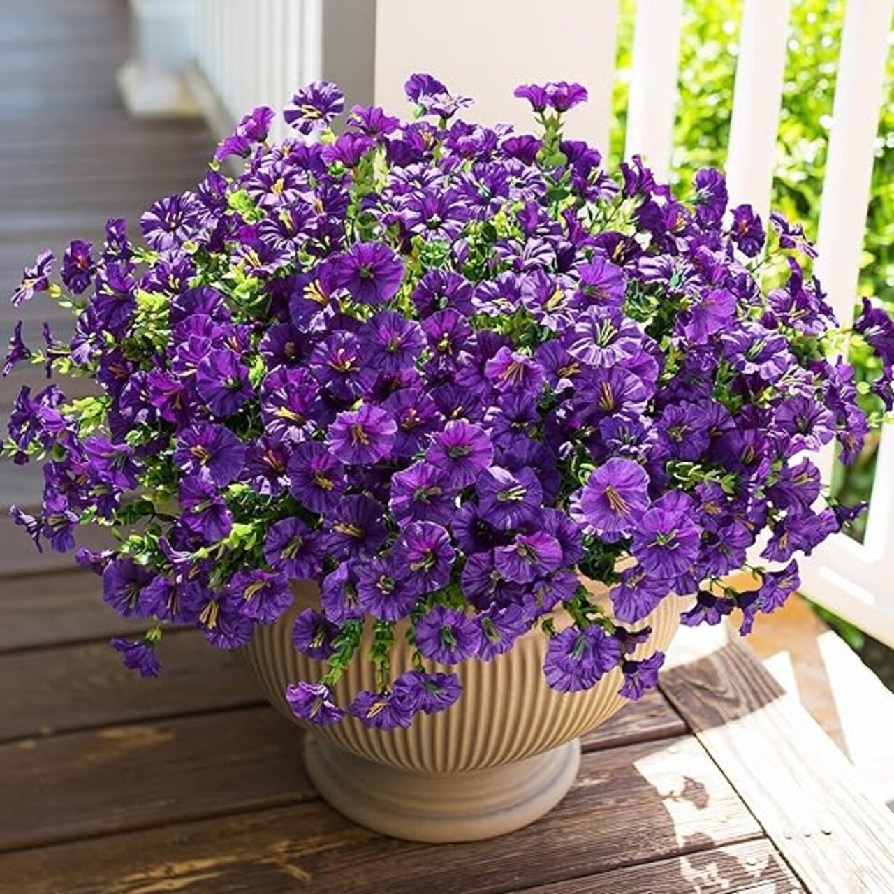12 Bundles Faux Morning Glory – UV Resistant Artificial Flowers for Outdoor Porch & Yard Decor